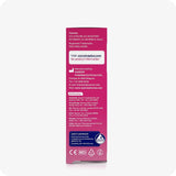 Conceive Plus Fertility Lubricant (3x4g Pre-filled Applicators) back-of-box image showing manufacturer and distributor contact details, website link, quality assurance seal, and international certifications printed on a magenta panel.