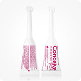 For Conceive Plus Fertility Lubricant Duo Bundle (75ml and 8 Applicators), close-up of two 4g pre-filled fertility lubricant applicators standing upright, one showing front label and other, back with usage directions, both designed for direct vaginal application to support conception.