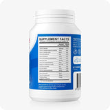 For Conceive Plus Maximum Fertility Bundle, image of men’s fertility support supplement label showing detailed supplement facts, including vitamins, minerals, herbal extracts, and amino acids per serving, with a blue background and clear black-and-white nutrition chart.